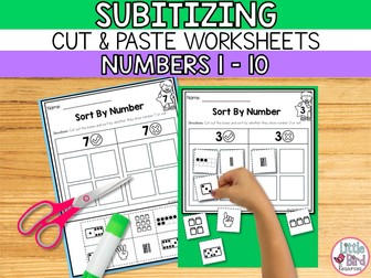 Subitizing Numbers 1 to 10 Cut & Paste Worksheets Number Sense Math