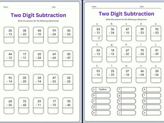 2 digit subtraction worksheet - ks1
