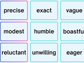 Synonym and antonym cards