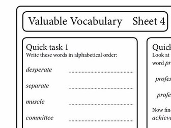 Valuable Vocabulary 4, great spelling practice
