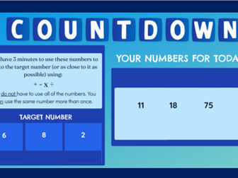 COUNTDOWN (Problem Solving/Mental Maths Warm up)