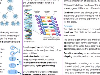 Inheritance, Variation and Evolution - Critical Content Sheet (AQA GCSE Biology - Triple)