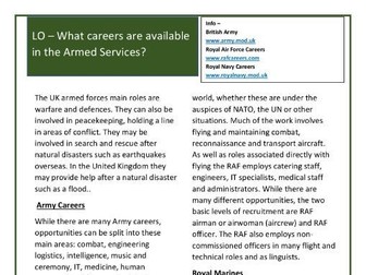 What careers are available in the Armed Services?
