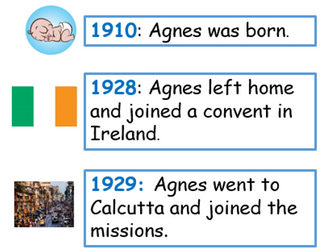 Mother Teresa Life events (sequencing or timeline activity) Year 1