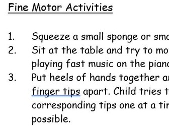 Fine motor ideas booklet for parents