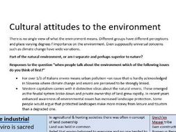 Cultural attitudes to the environment