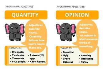 ESL A1 Grammar: Adjectives Posters