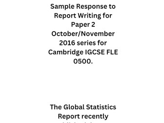 CIE IGCSE 0500 REPORT WRITING MODEL ANSWER