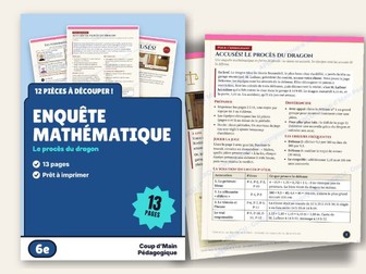 French Math Mystery Grade 6 Decimals, Data & Area | Le procès du dragon