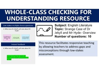 Strange Case of Dr Jekyll and Mr Hyde- Overview Quiz