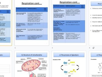 OCR Respiration A level Biology handout (Approx 9 lessons)