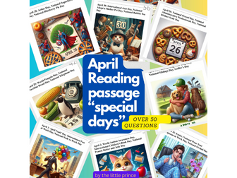 April Reading Comprehension passages- All special days