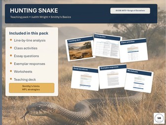 Hunting Snake by Judith Wright – Complete Lesson Pack from Smithy's Basics