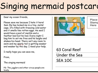Singing mermaid postcard plan and resources