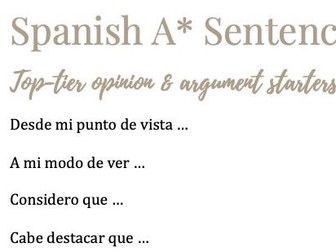 A Level Spanish - Top tier sentence starters