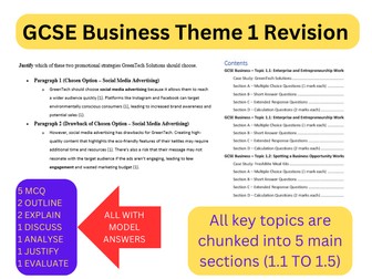 GCSE Business Theme 1 Master Revision Edexcel