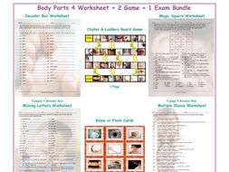 Body Parts 4 Worksheet-2 Game-1 Exam Bundle