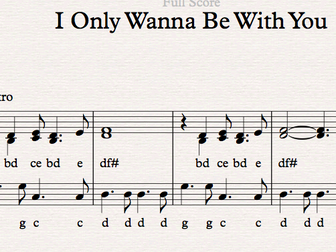 Easy Sibelius arrangement of I Only Wanna Be With You by Dusty Springfield