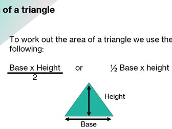 Area of Triangles and volume of cubes and cuboids