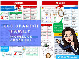 Y7/KS3 Spanish Family Topic Knowledge Organiser