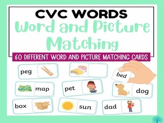 CVC word and picture matching cards