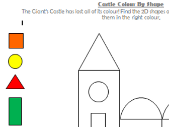 Colour by Shape Castle - Jack and the Beanstalk or Fairytale