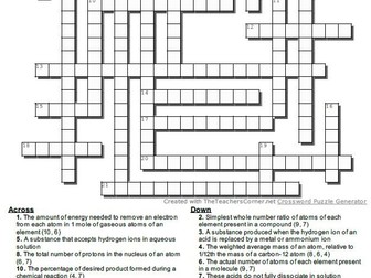 OCR A Level Chemistry (H432) -  All Unit Crosswords