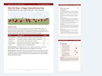 Remembrance Day Reading Comprehension Y5/Y6