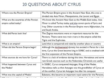 Persian Empire OCR Ancient History key questions core knowledge revision aid
