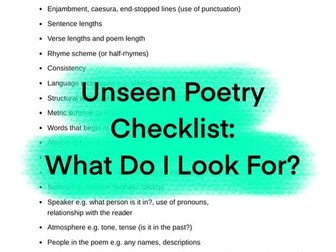 Unseen Poetry Checklist: What to Look for and How to Analyse