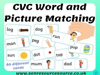 CVC Word and Picture Matching Cards