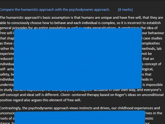 8 marker comparing psychodynamic and humanistic approach