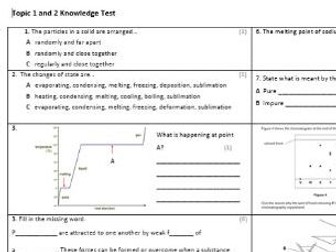 Edexcel CC1&2 Chemistry Knowledge Assessments