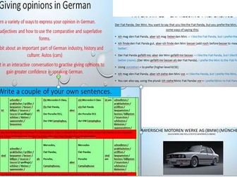 Giving your opinion about cars in German