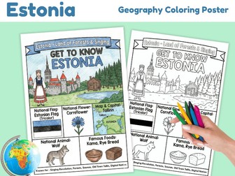 Estonia Geography Coloring Poster | Country Facts & Culture
