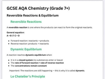 Exam Guide: Equilibrium and Reversible  Reactions  (AQA GCSE Chemistry)