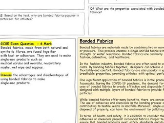 GCSE DT Bonded Textiles Guided Reading