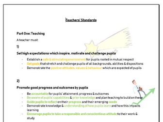 Teacher's Standards Summary Doc