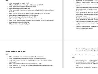 Editable CIE IGCSE History (nearly all) Past Papers Qs (for: Intl Rel., Cold War, Gulf, Germany)