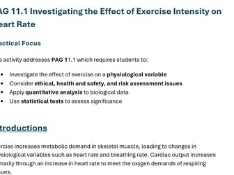 OCR Biology PAG11.1 Investigating the Effect of Exercise Intensity on Heart Rate