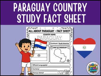 Paraguay Map and Flag Country Study Research Project Worksheet Geography Activity