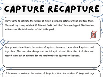 Capture Recapture Worksheet