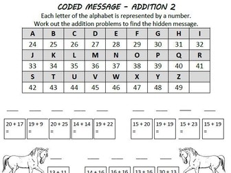 Fun Coded Message Addition Practice worksheets