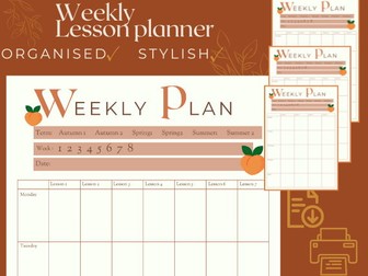 Teacher Weekly Planner - organisation - lesson plans