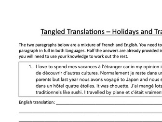 Theme 2 AQA French GCSE tangled translation bundle
