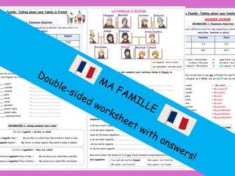 'Ma Famille' worksheet with ANSWERS