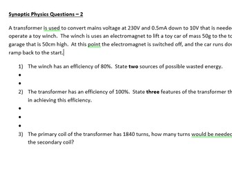 Synoptic Physics Questions 2