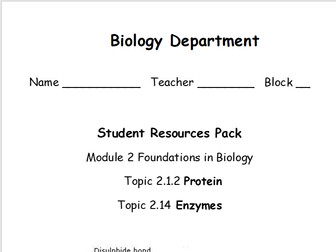 OCR Biology Proteins 2.1.2 and Enzymes 2.1.4