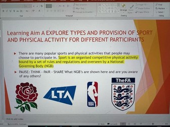 BTEC Tech Award Sport Powerpoint- Component 1: Learning Aim A, B & C