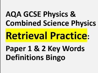 Key word revision for AQA GCSE Physics and Combined Science Physics